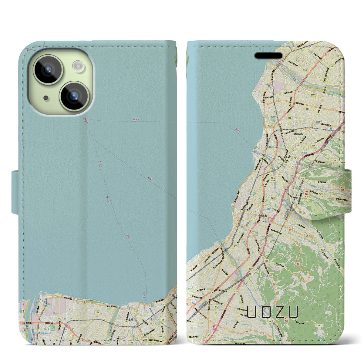 【魚津(富山県)】地図柄iPhoneケース(手帳タイプ)