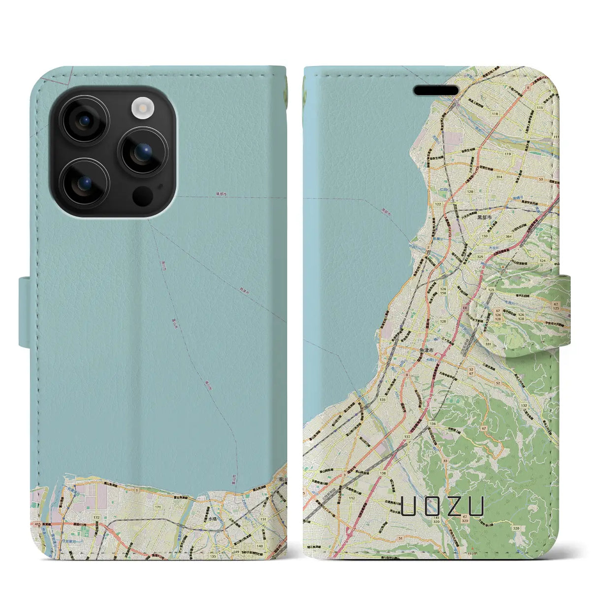 【魚津(富山県)】地図柄iPhoneケース(手帳タイプ)