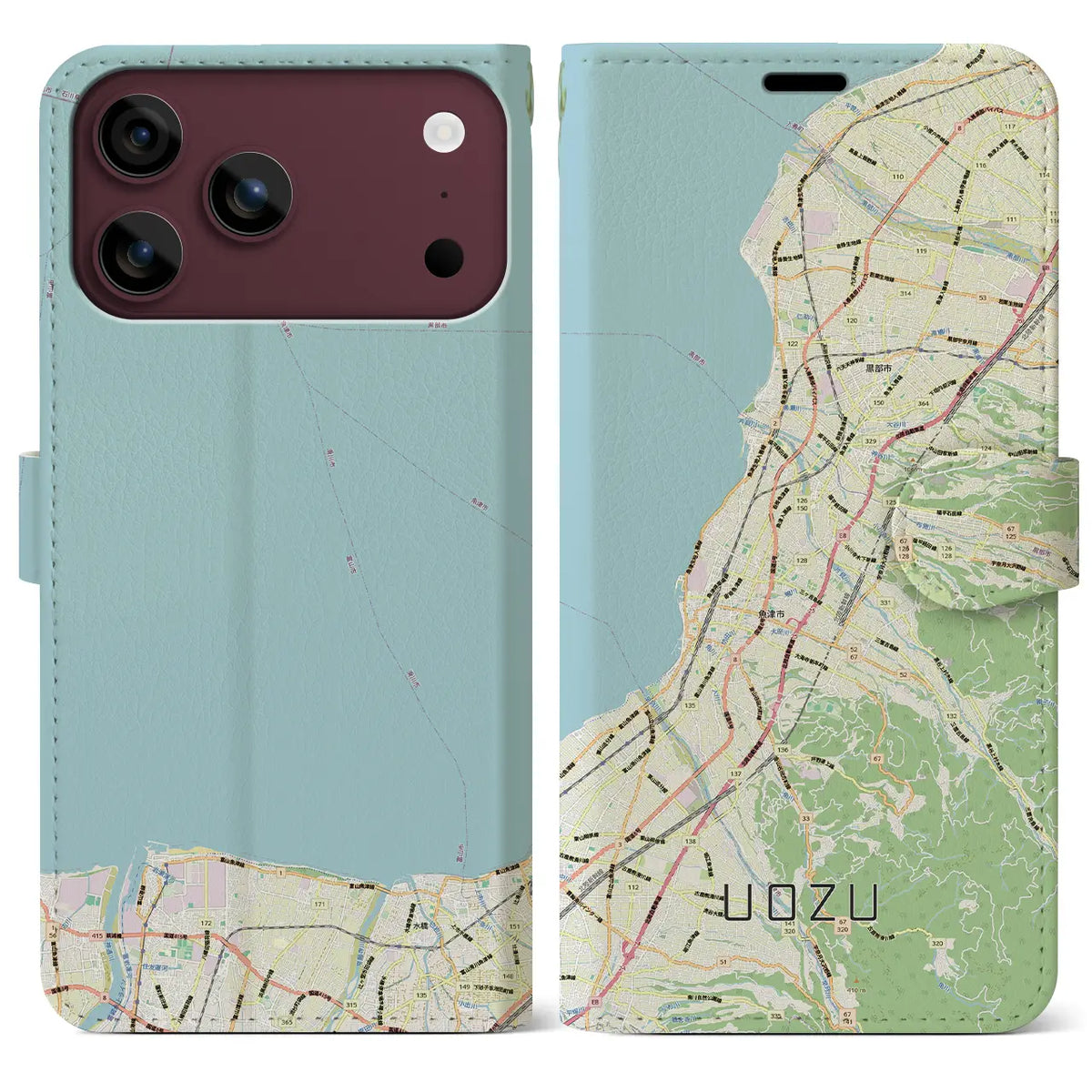 【魚津(富山県)】地図柄iPhoneケース(手帳タイプ)