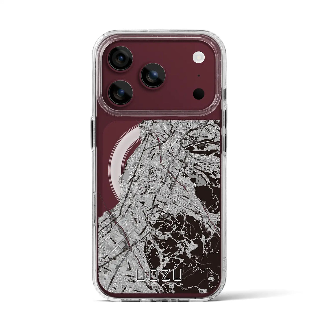 【魚津(富山県)】地図柄iPhoneケース(MagSafeタイプ)モノトーン・iPhone 17 Pro Max 用