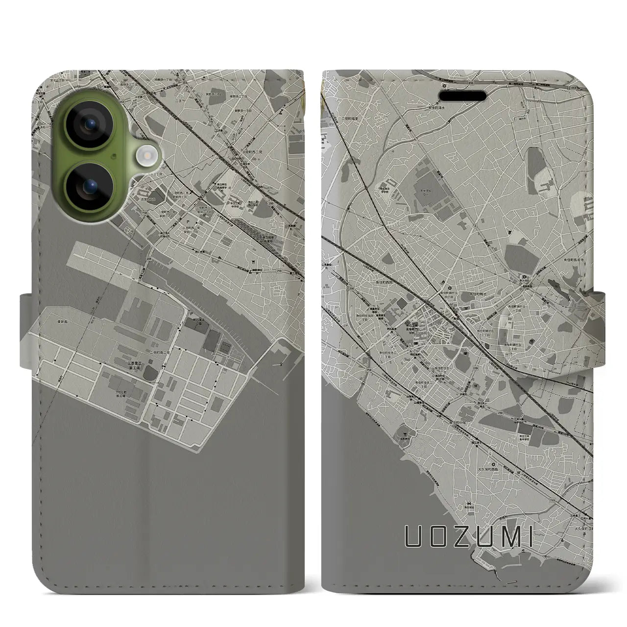 【魚住(兵庫県)】地図柄iPhoneケース(手帳タイプ)