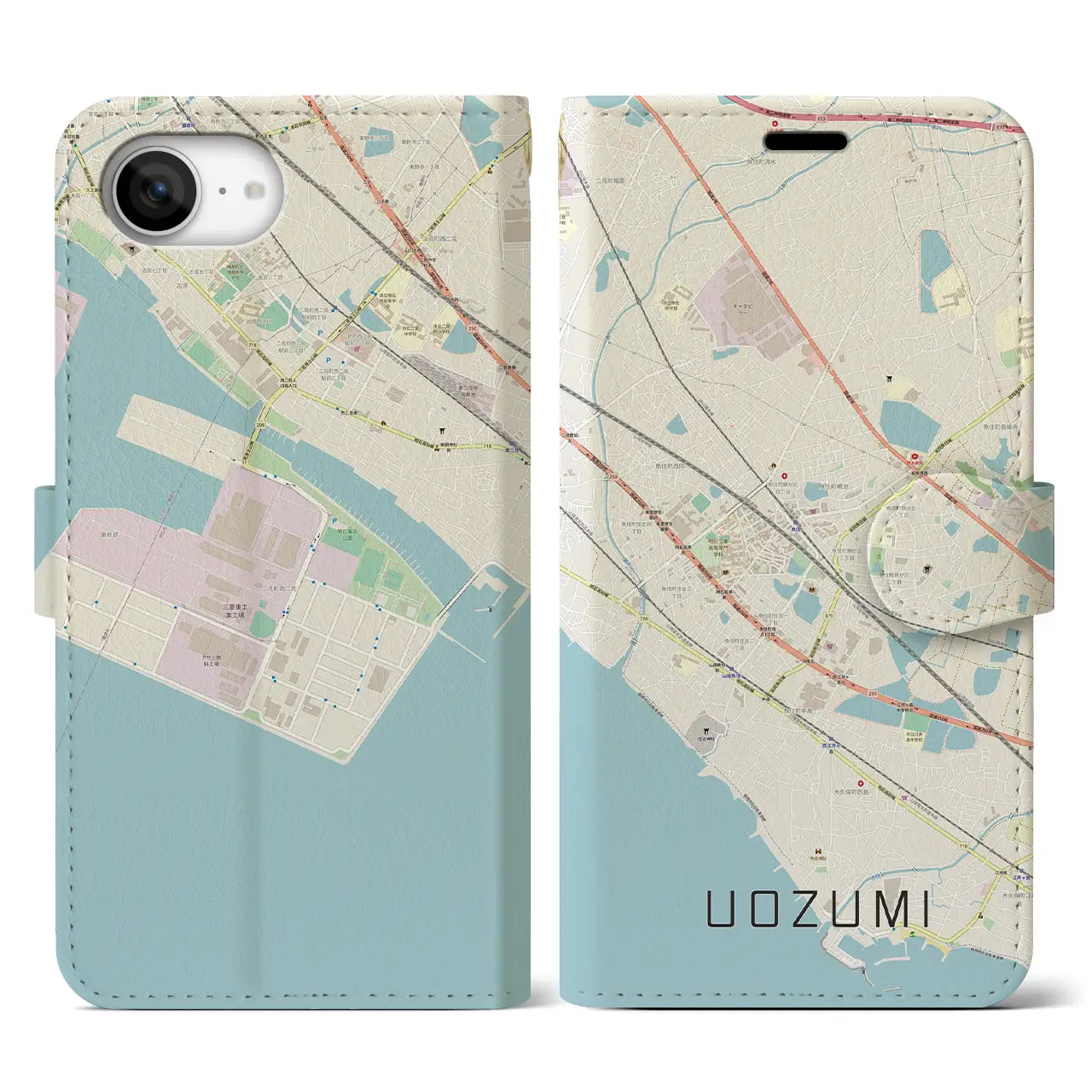 【魚住(兵庫県)】地図柄iPhoneケース(手帳タイプ)