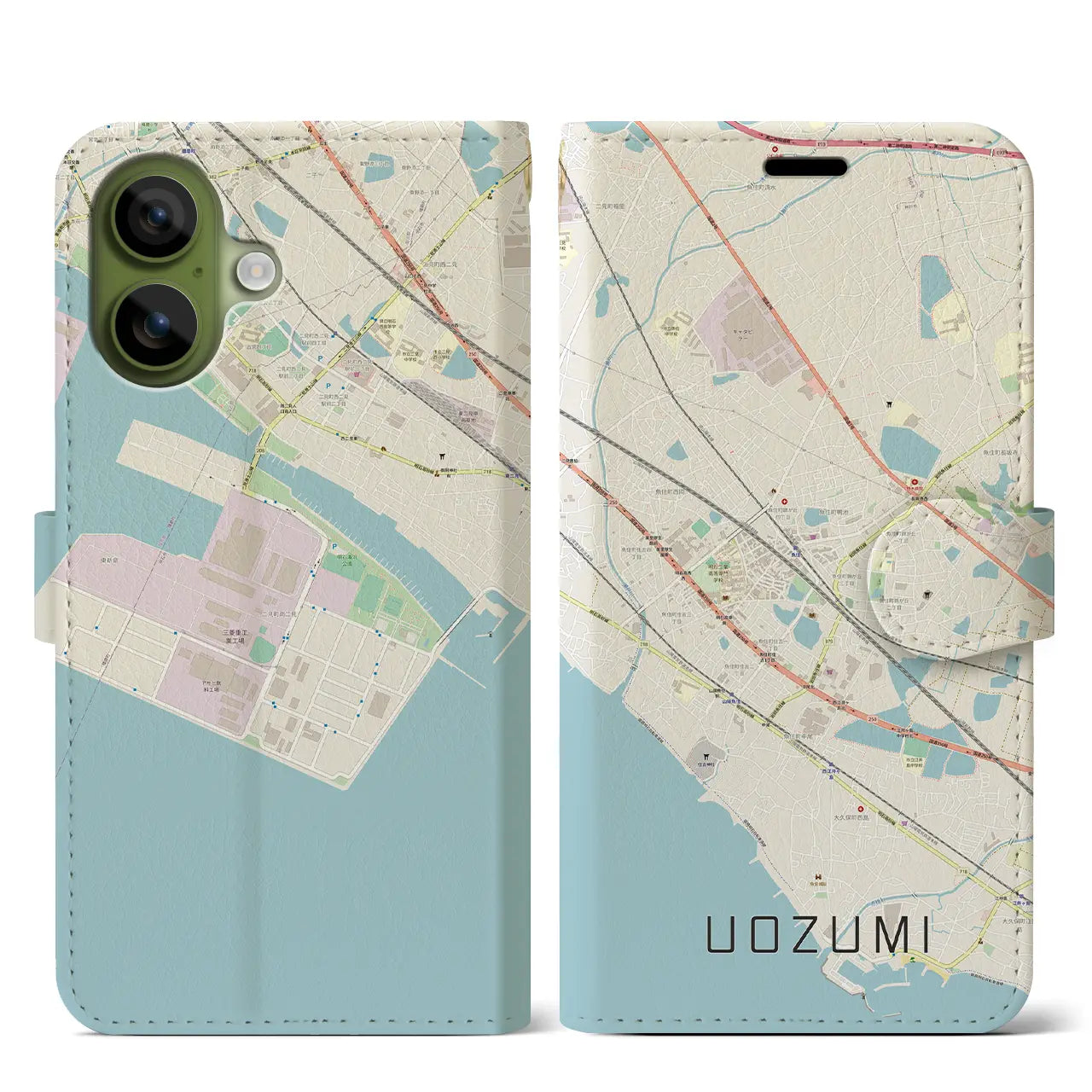 【魚住(兵庫県)】地図柄iPhoneケース(手帳タイプ)