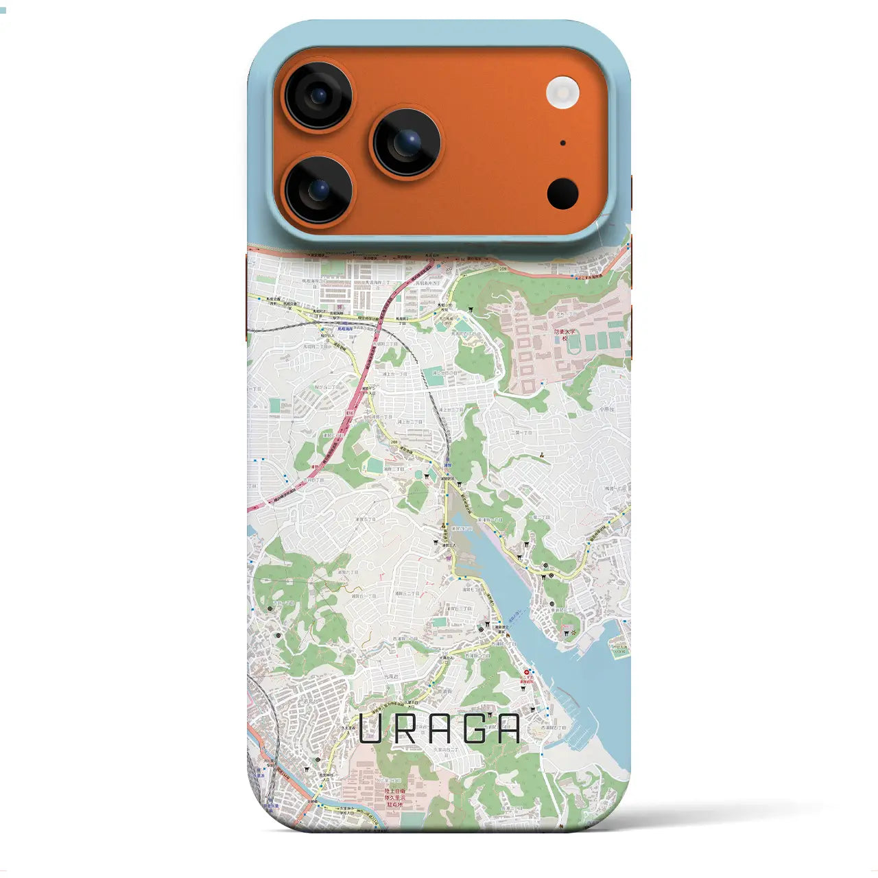 【浦賀(神奈川県)】地図柄iPhoneケース(バックカバータイプ)ブラック・iPhone 17 Pro Max 用