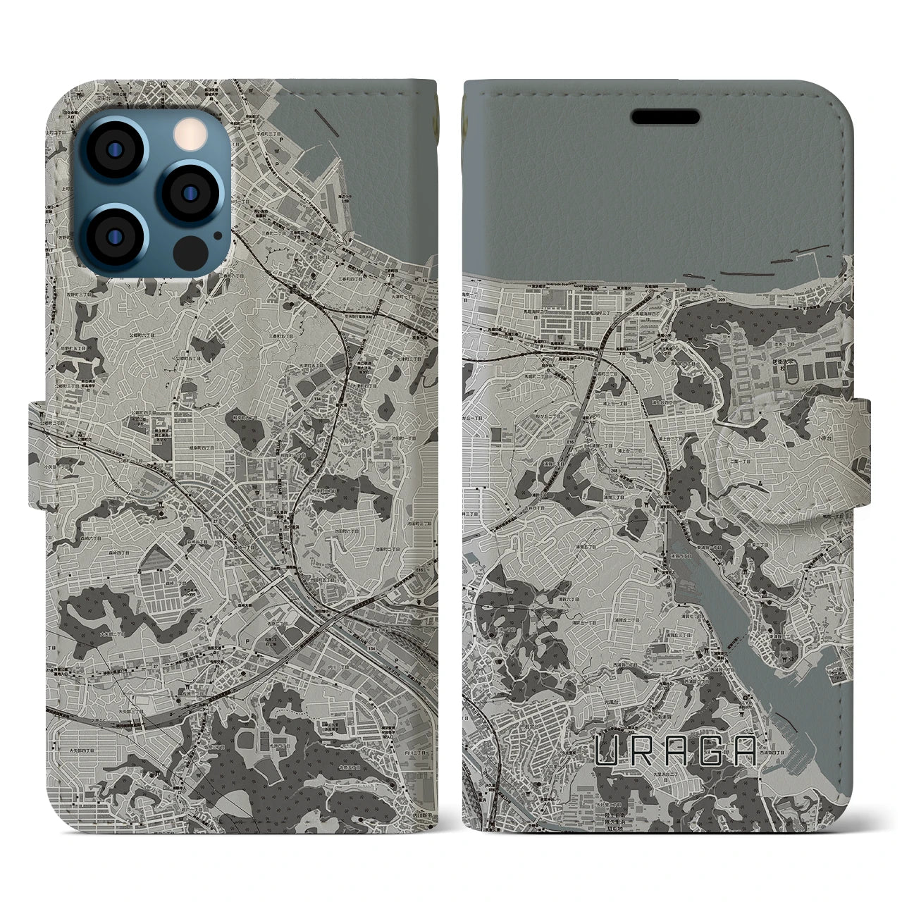 【浦賀(神奈川県)】地図柄iPhoneケース(手帳タイプ)