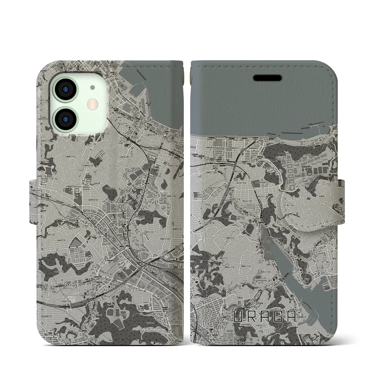 【浦賀(神奈川県)】地図柄iPhoneケース(手帳タイプ)