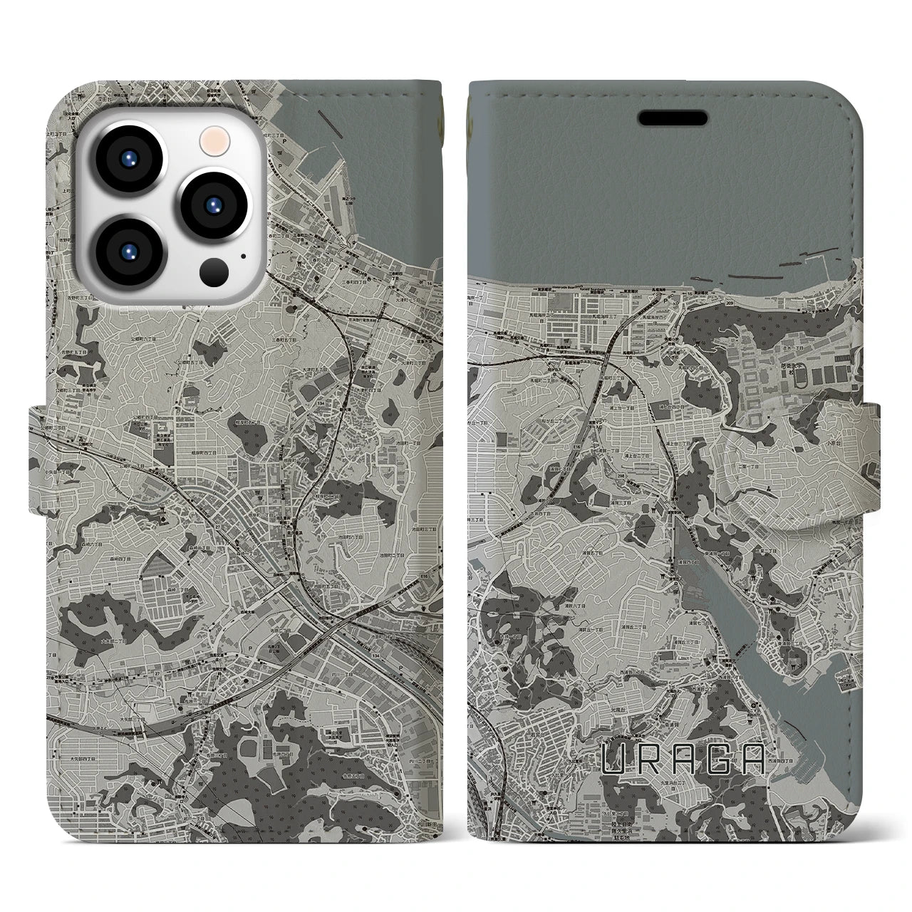 【浦賀(神奈川県)】地図柄iPhoneケース(手帳タイプ)