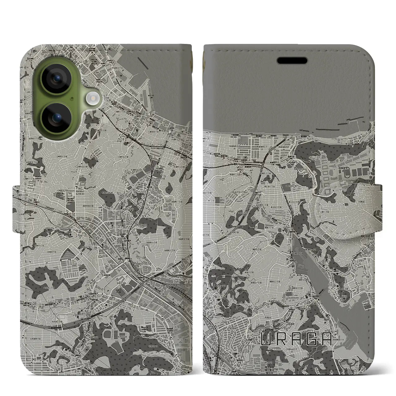 【浦賀(神奈川県)】地図柄iPhoneケース(手帳タイプ)