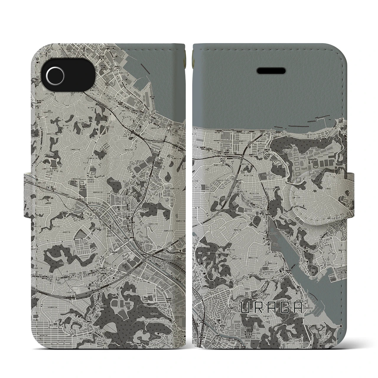 【浦賀(神奈川県)】地図柄iPhoneケース(手帳タイプ)