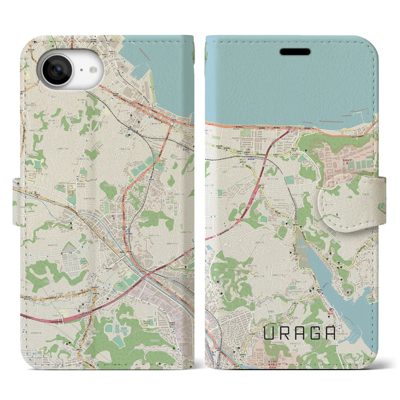 【浦賀(神奈川県)】地図柄iPhoneケース(手帳タイプ)