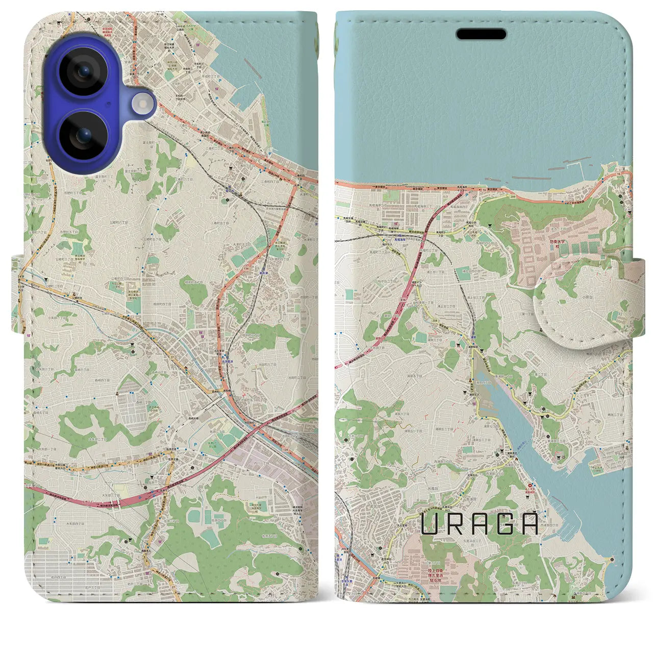 【浦賀(神奈川県)】地図柄iPhoneケース(手帳タイプ)
