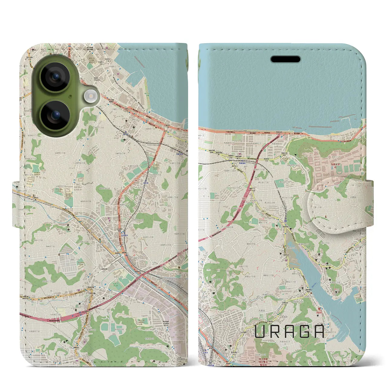 【浦賀(神奈川県)】地図柄iPhoneケース(手帳タイプ)