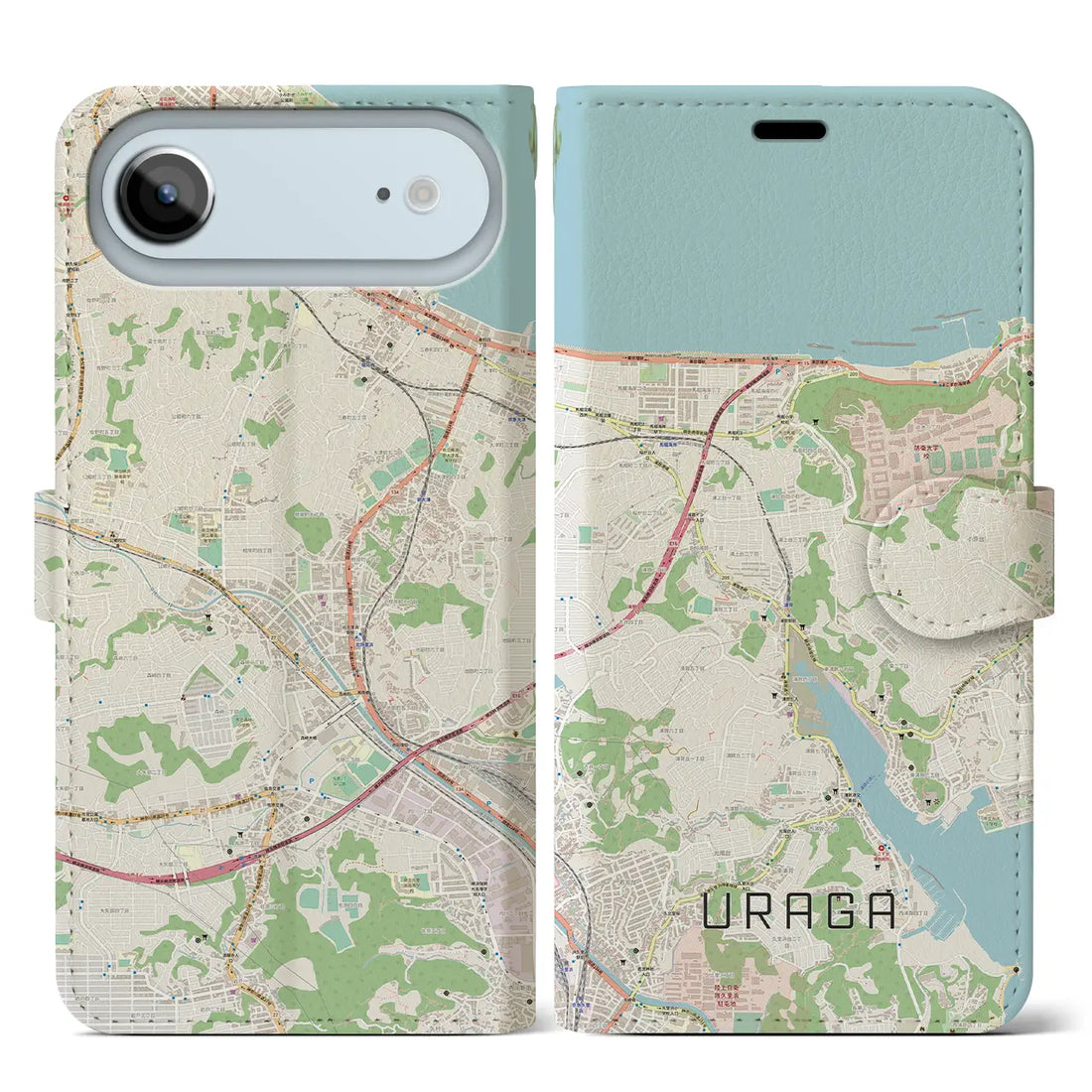 【浦賀(神奈川県)】地図柄iPhoneケース(手帳タイプ)ナチュラル・iPhone 17 Pro Max 用