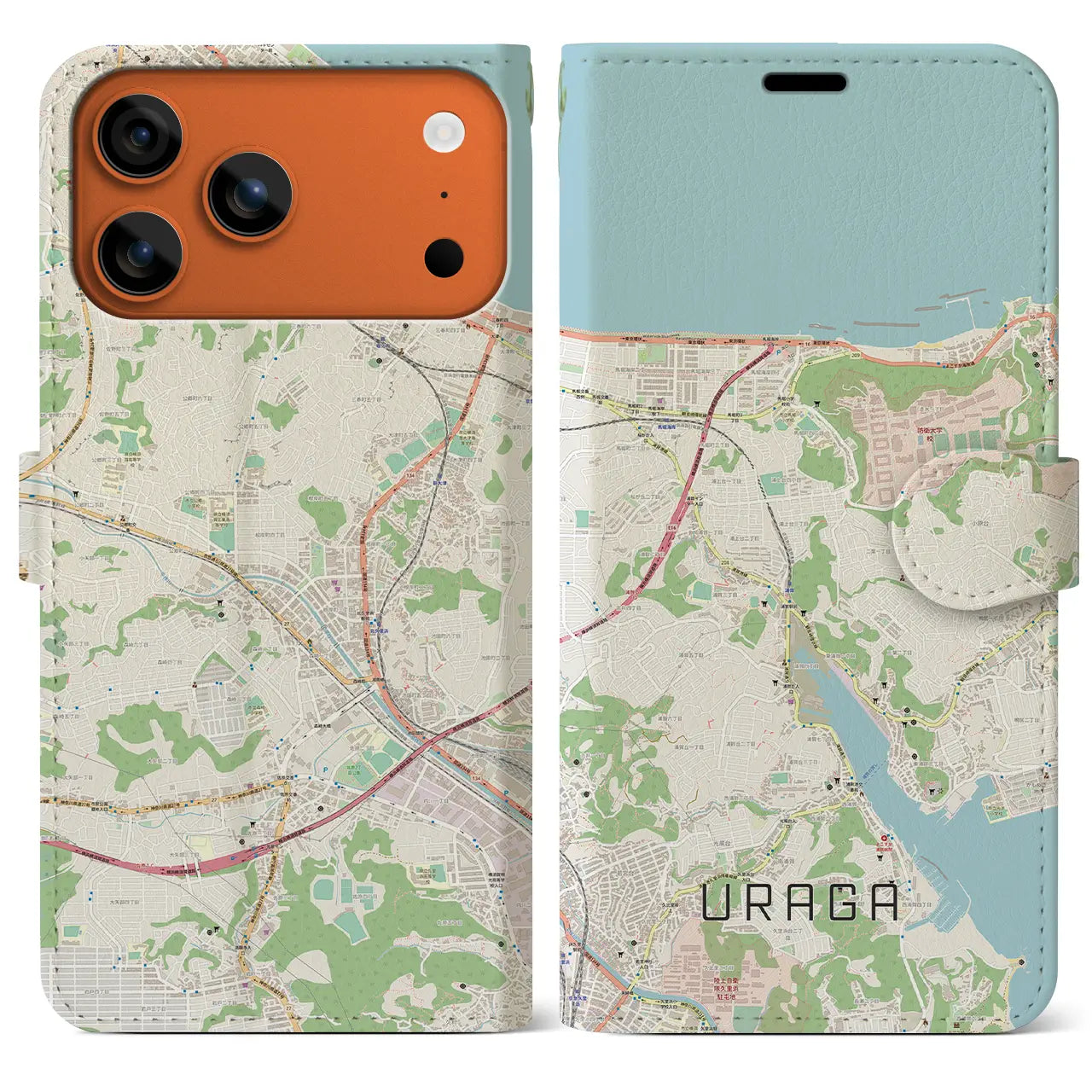 【浦賀(神奈川県)】地図柄iPhoneケース(手帳タイプ)