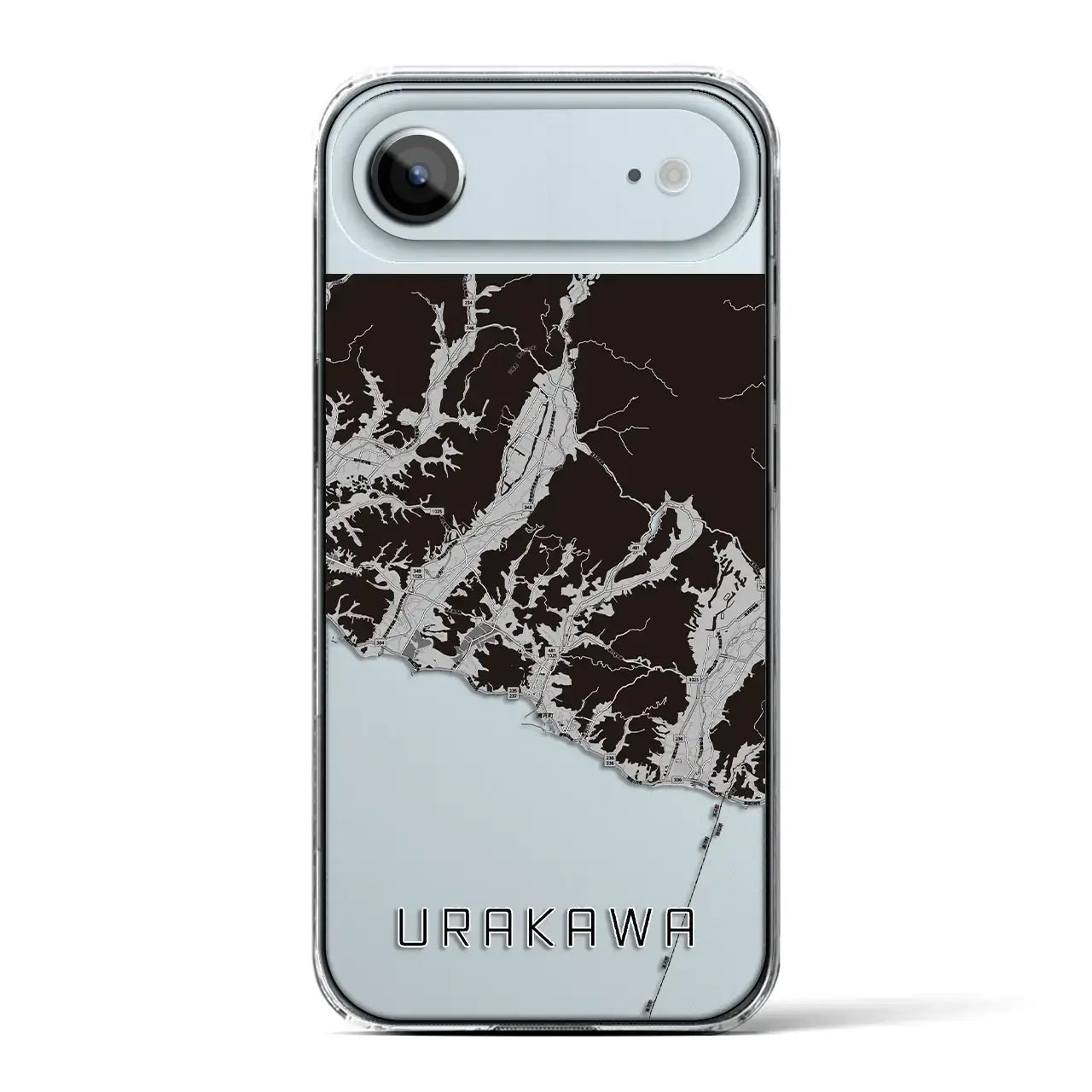 【浦河(北海道)】地図柄iPhoneケース(クリアタイプ)モノトーン・iPhone 17 Pro Max 用