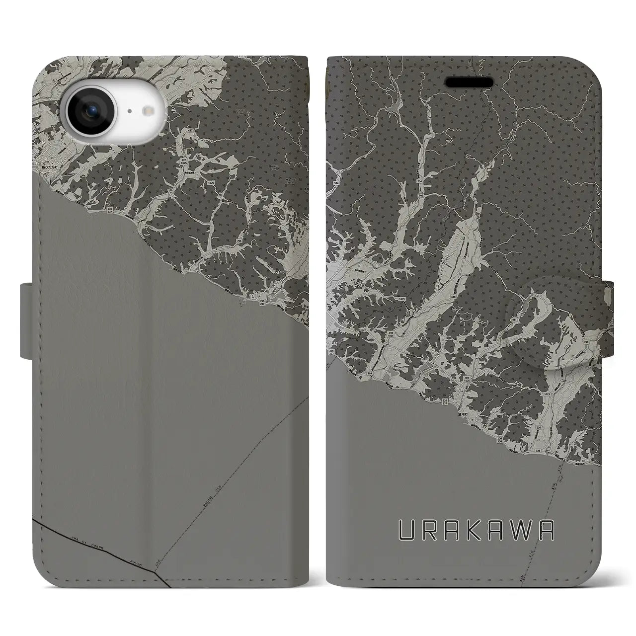 【浦河(北海道)】地図柄iPhoneケース(手帳タイプ)