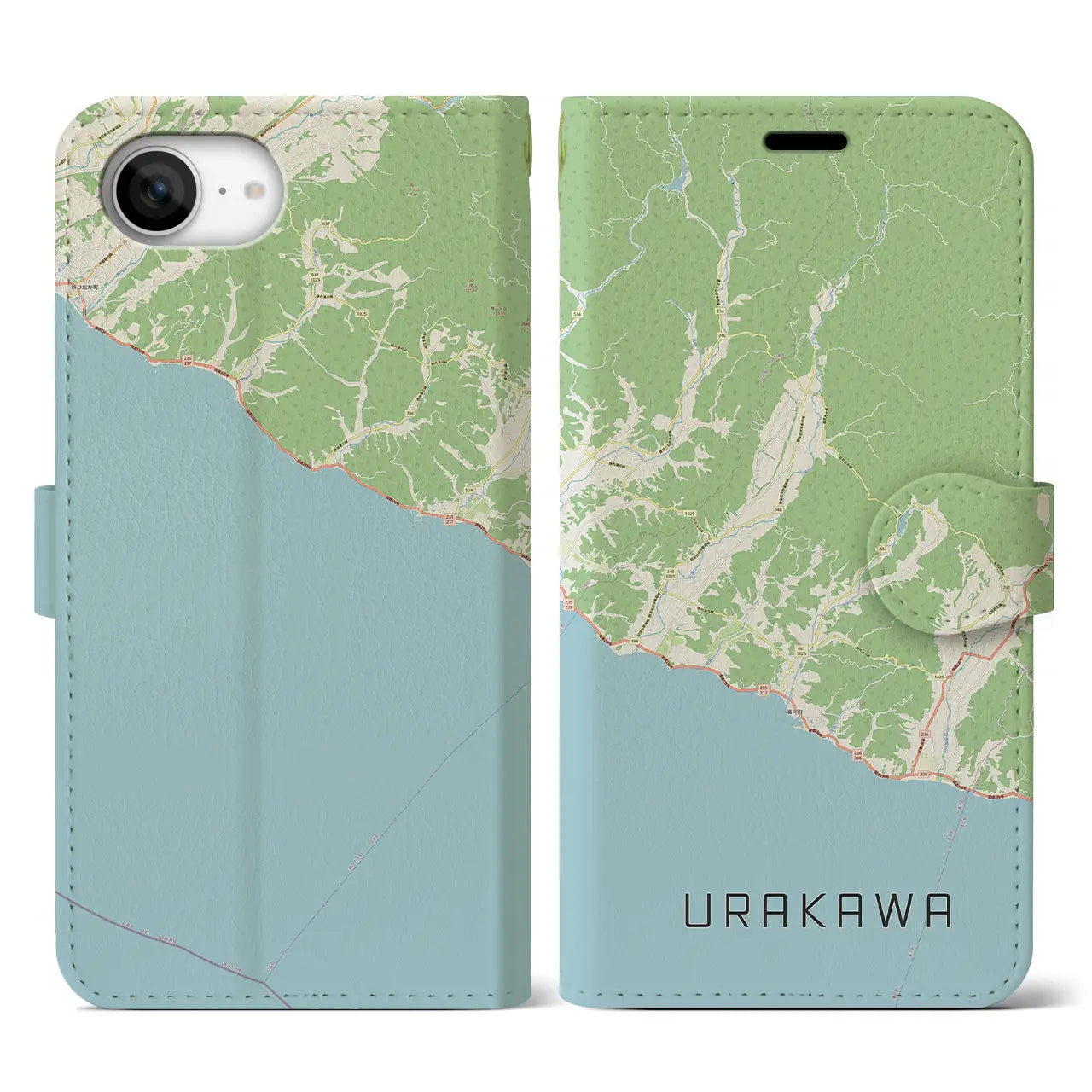 【浦河(北海道)】地図柄iPhoneケース(手帳タイプ)