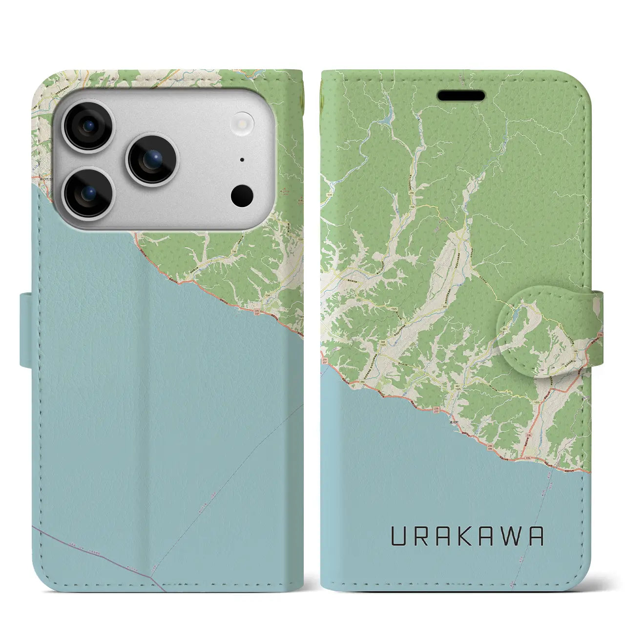 【浦河(北海道)】地図柄iPhoneケース(手帳タイプ)