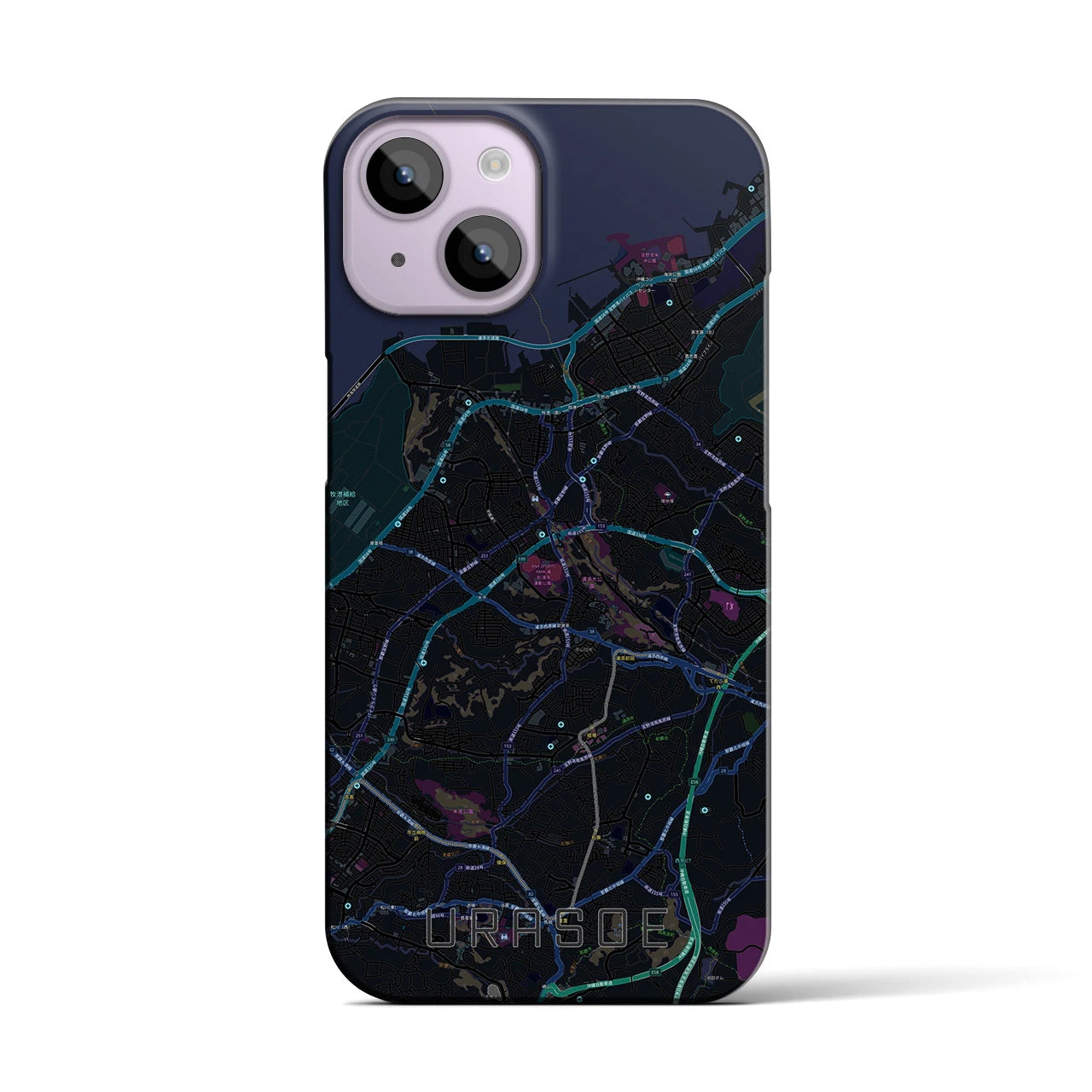 【浦添(沖縄県)】地図柄iPhoneケース(バックカバータイプ)