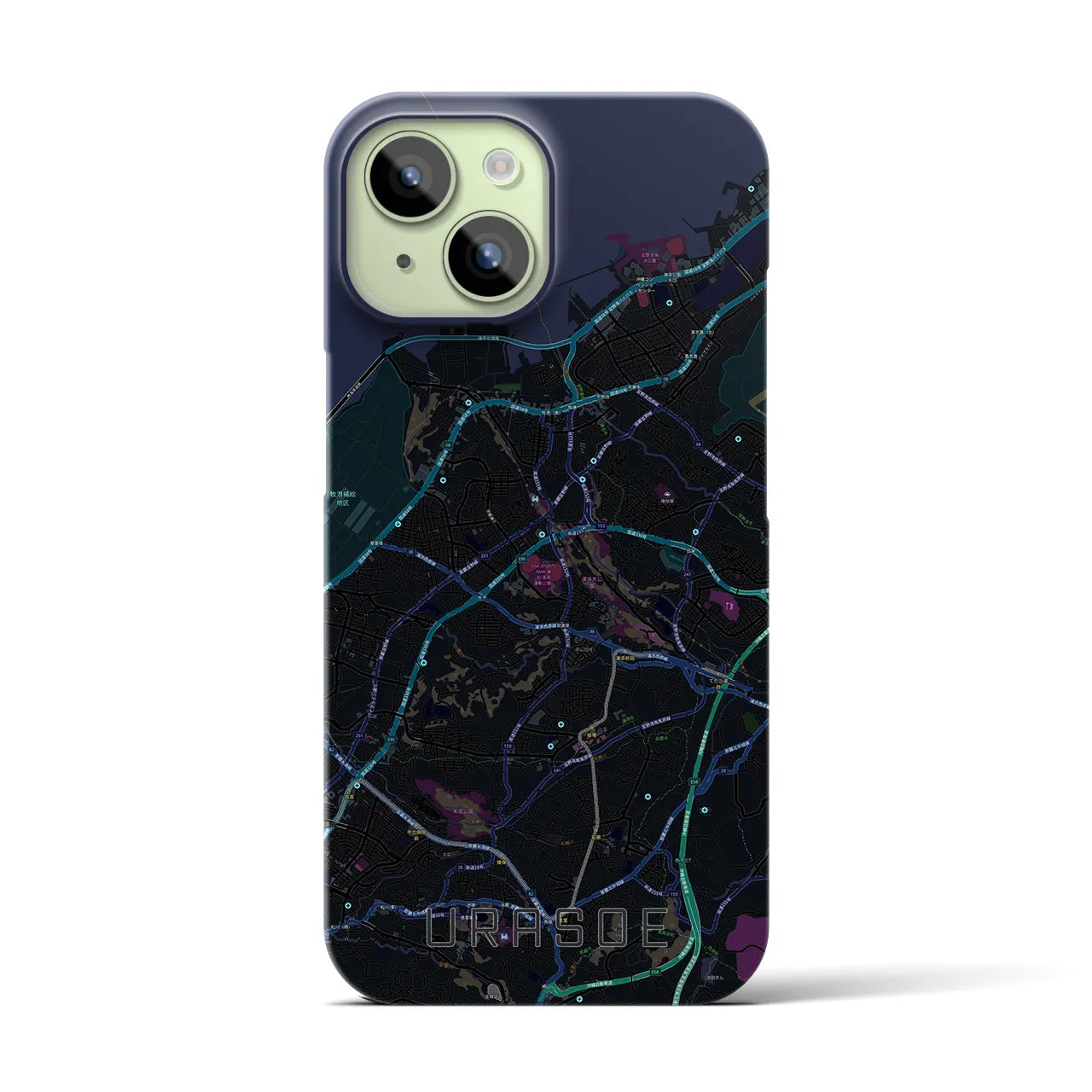 【浦添(沖縄県)】地図柄iPhoneケース(バックカバータイプ)