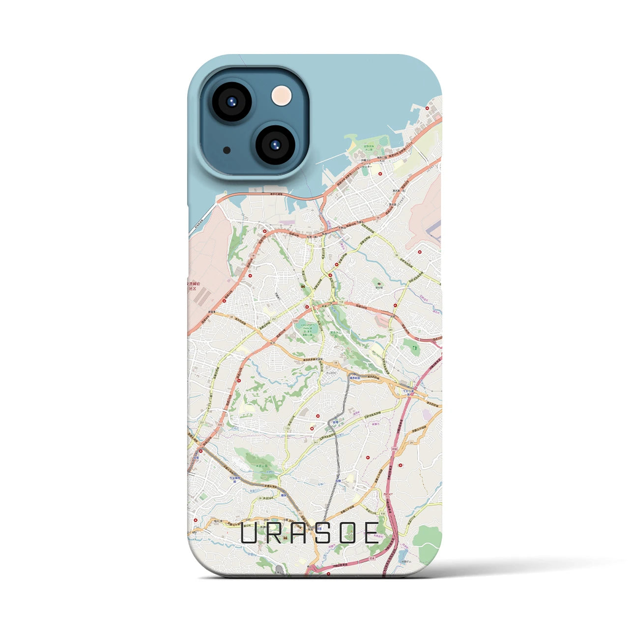 【浦添(沖縄県)】地図柄iPhoneケース(バックカバータイプ)