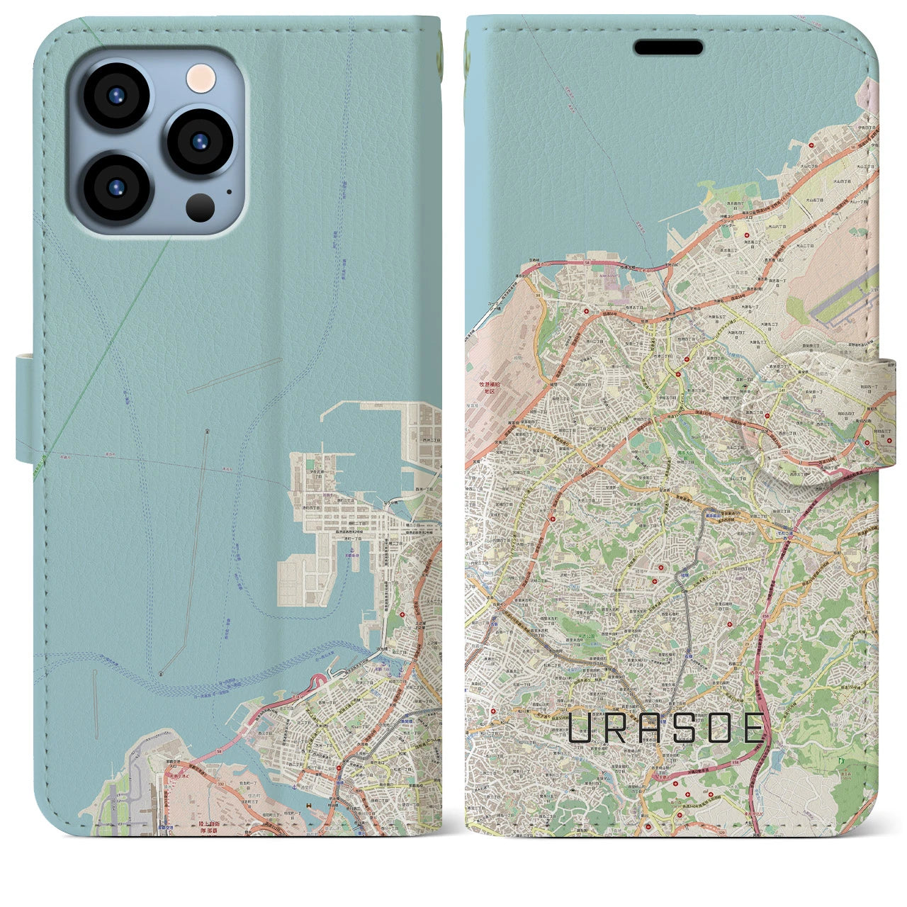 【浦添(沖縄県)】地図柄iPhoneケース(手帳タイプ)