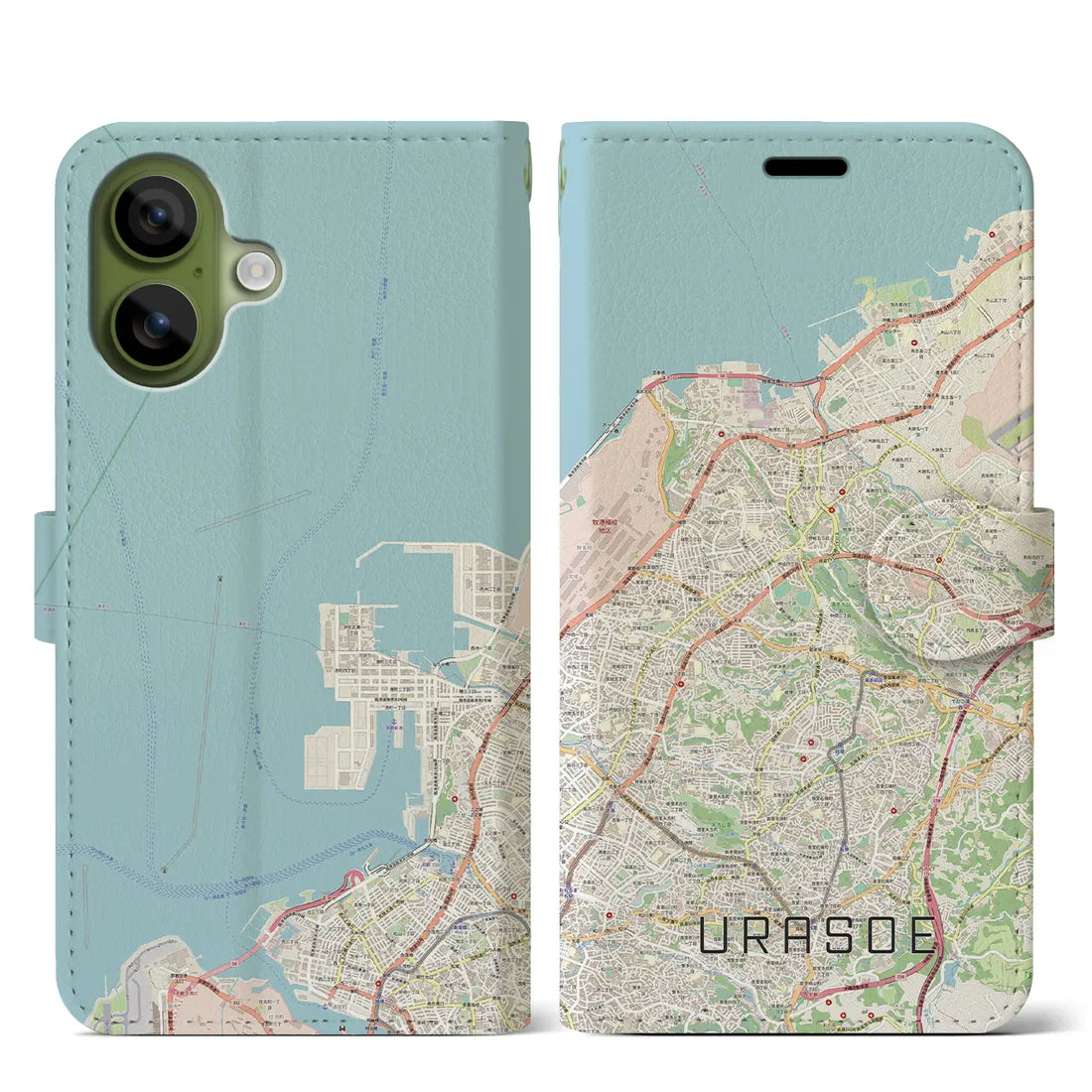 【浦添(沖縄県)】地図柄iPhoneケース(手帳タイプ)ナチュラル・iPhone 17 Pro Max 用