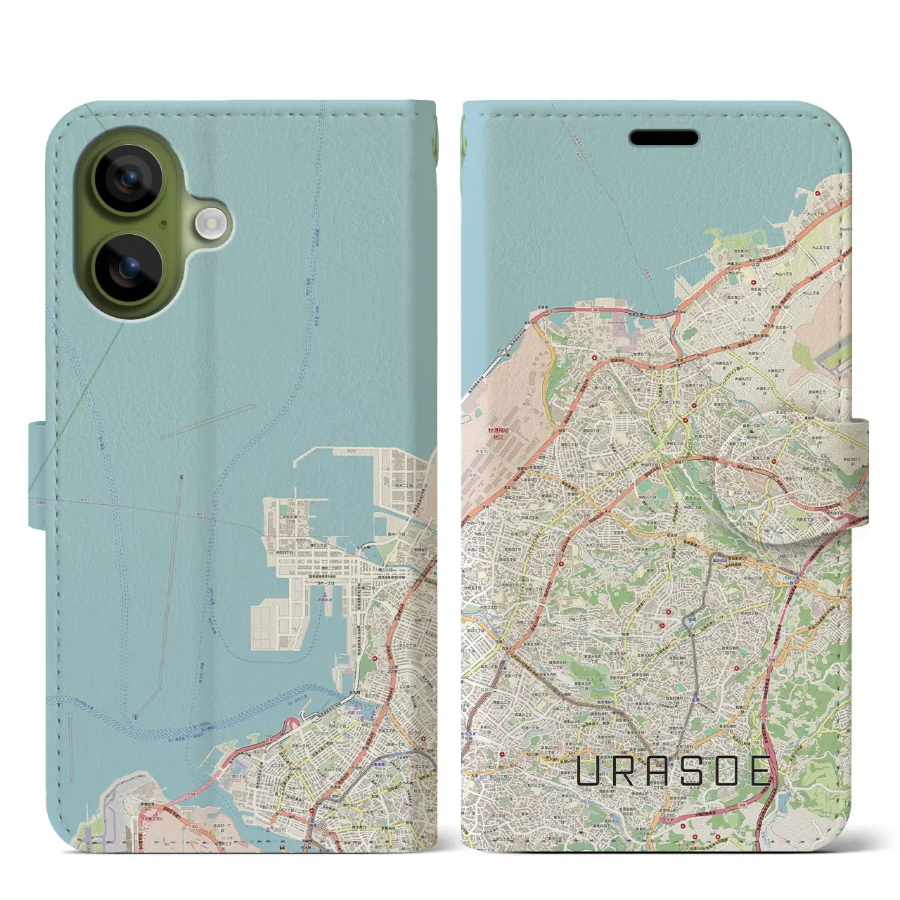 【浦添(沖縄県)】地図柄iPhoneケース(手帳タイプ)ナチュラル・iPhone 17 Pro Max 用