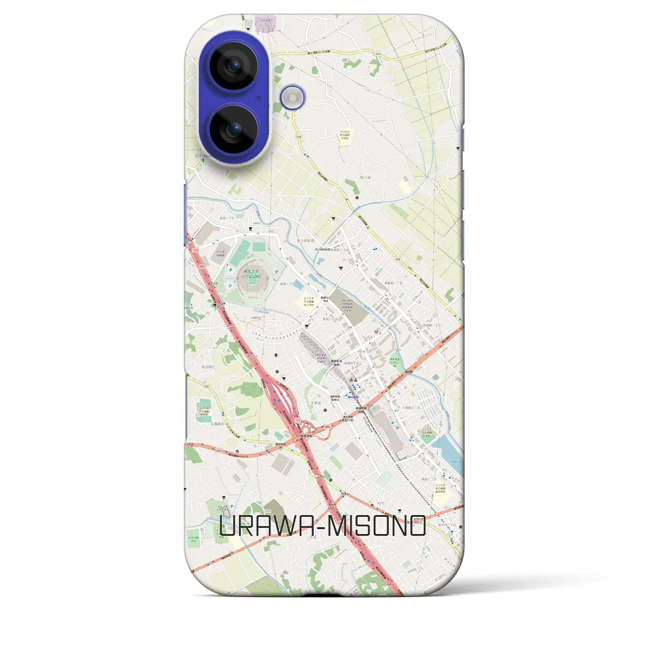 【浦和美園2(埼玉県)】地図柄iPhoneケース(バックカバータイプ)ナチュラル・iPhone 16 Pro Max 用