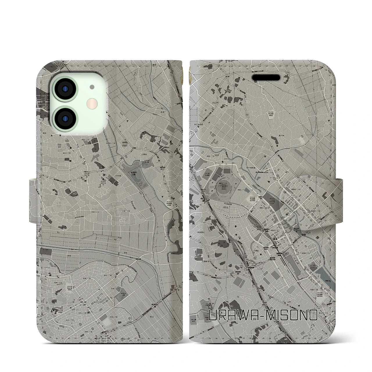 【浦和美園2(埼玉県)】地図柄iPhoneケース(手帳タイプ)