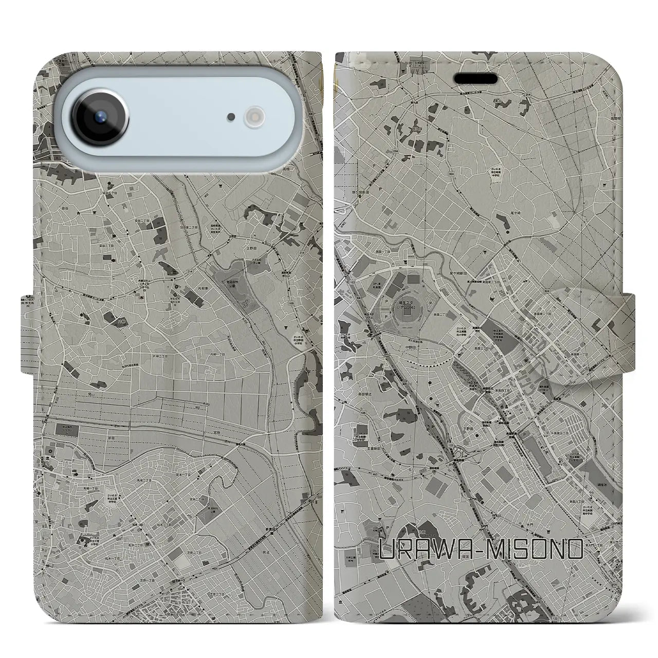 【浦和美園2(埼玉県)】地図柄iPhoneケース(手帳タイプ)