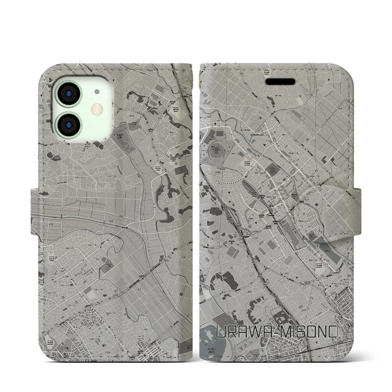 【浦和美園(埼玉県)】地図柄iPhoneケース(手帳タイプ)