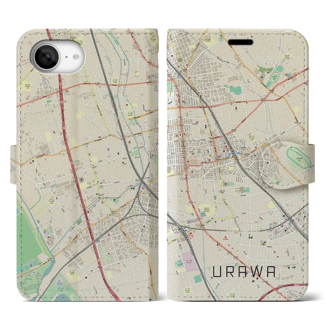 【浦和(埼玉県)】地図柄iPhoneケース(手帳タイプ)