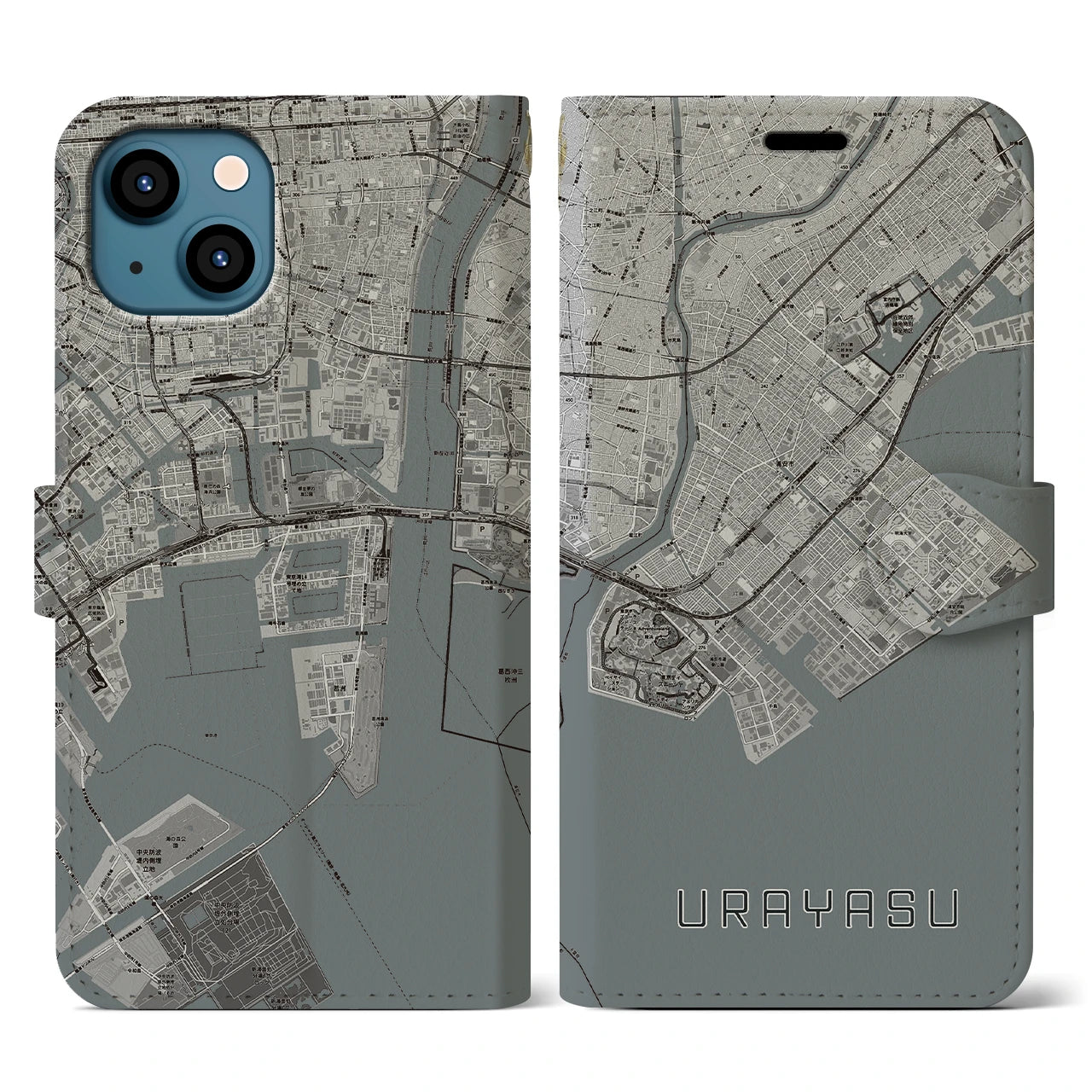 【浦安2(千葉県)】地図柄iPhoneケース(手帳タイプ)