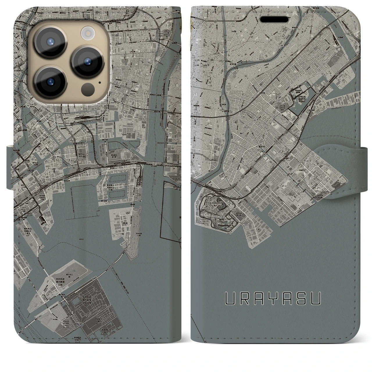 【浦安2(千葉県)】地図柄iPhoneケース(手帳タイプ)