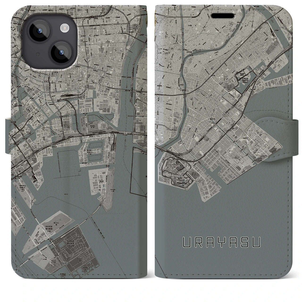 【浦安2(千葉県)】地図柄iPhoneケース(手帳タイプ)