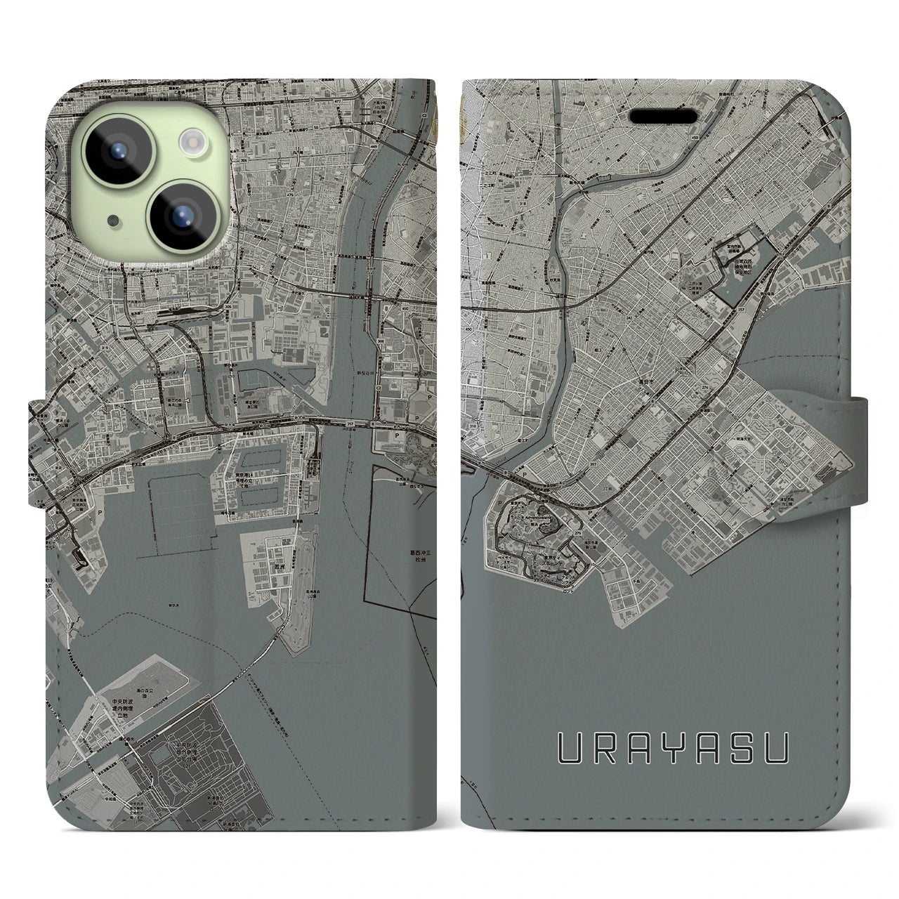 【浦安2(千葉県)】地図柄iPhoneケース(手帳タイプ)