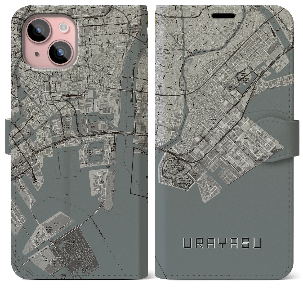 【浦安2(千葉県)】地図柄iPhoneケース(手帳タイプ)