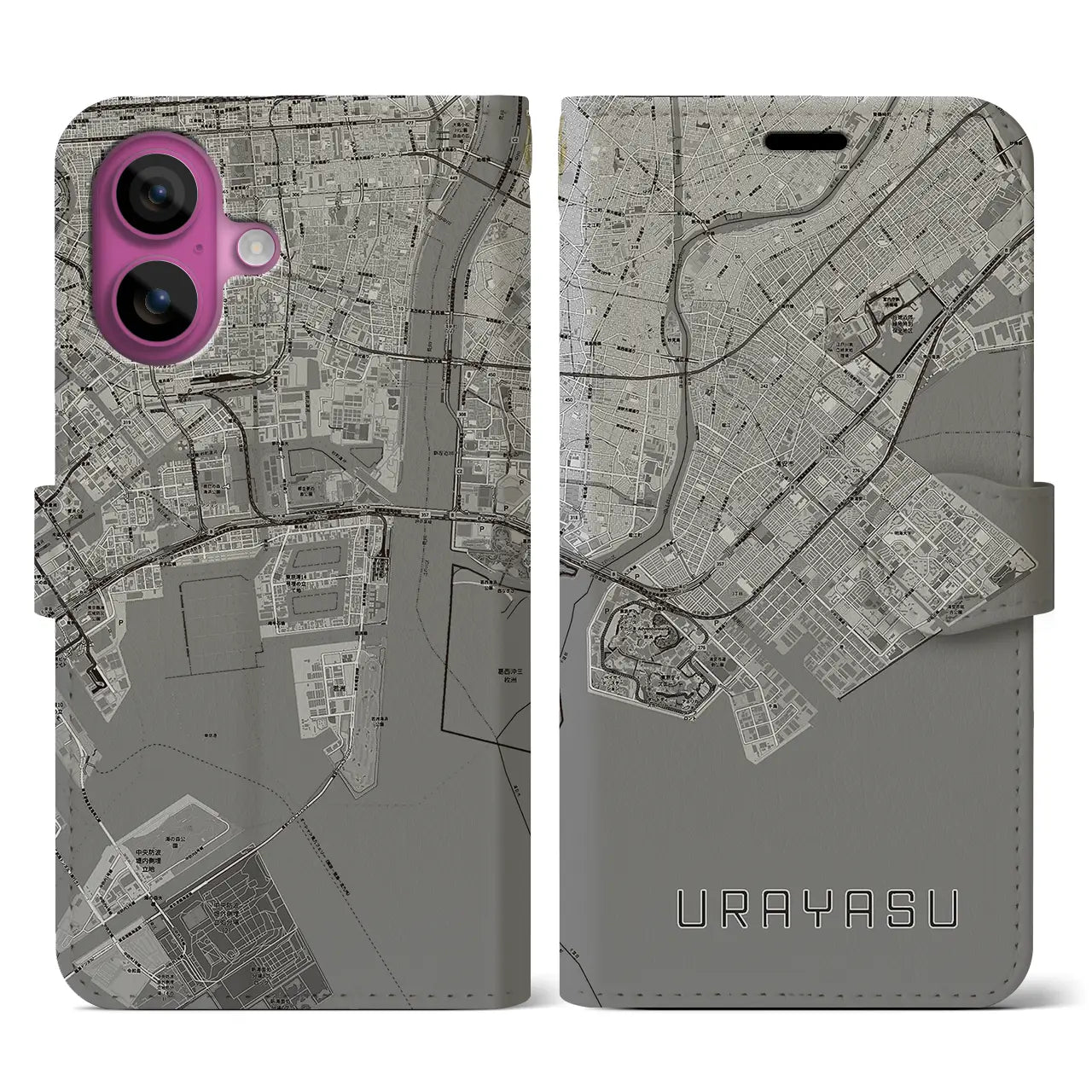 【浦安2(千葉県)】地図柄iPhoneケース(手帳タイプ)