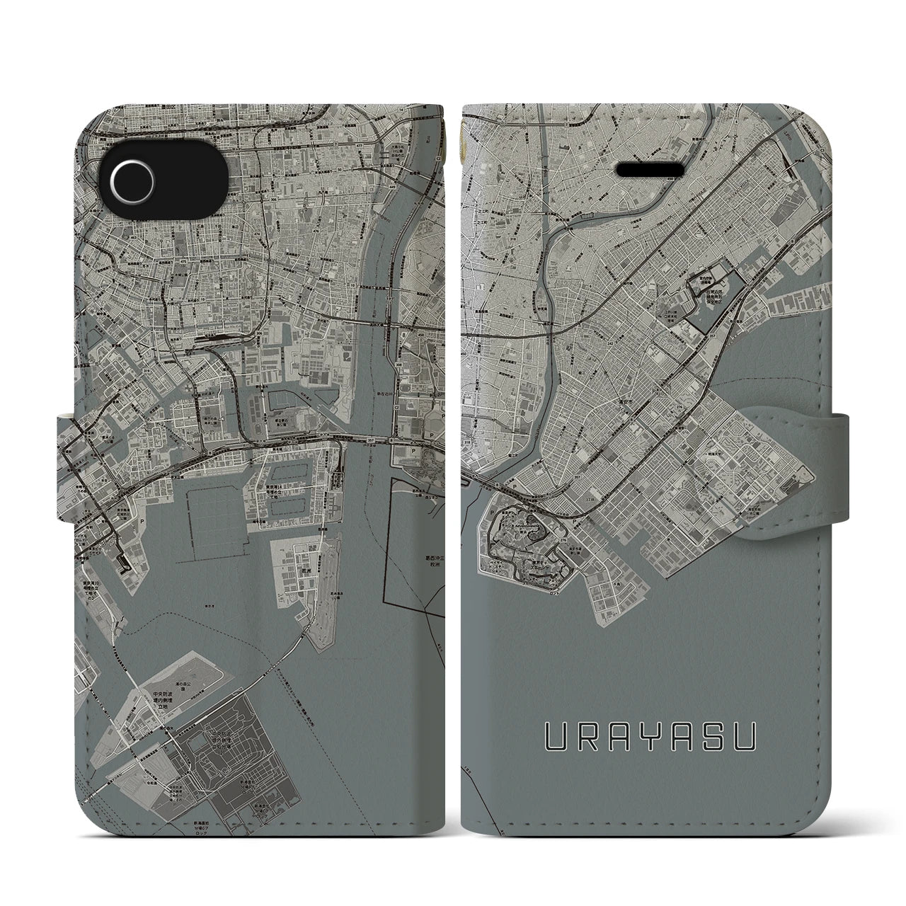 【浦安2(千葉県)】地図柄iPhoneケース(手帳タイプ)