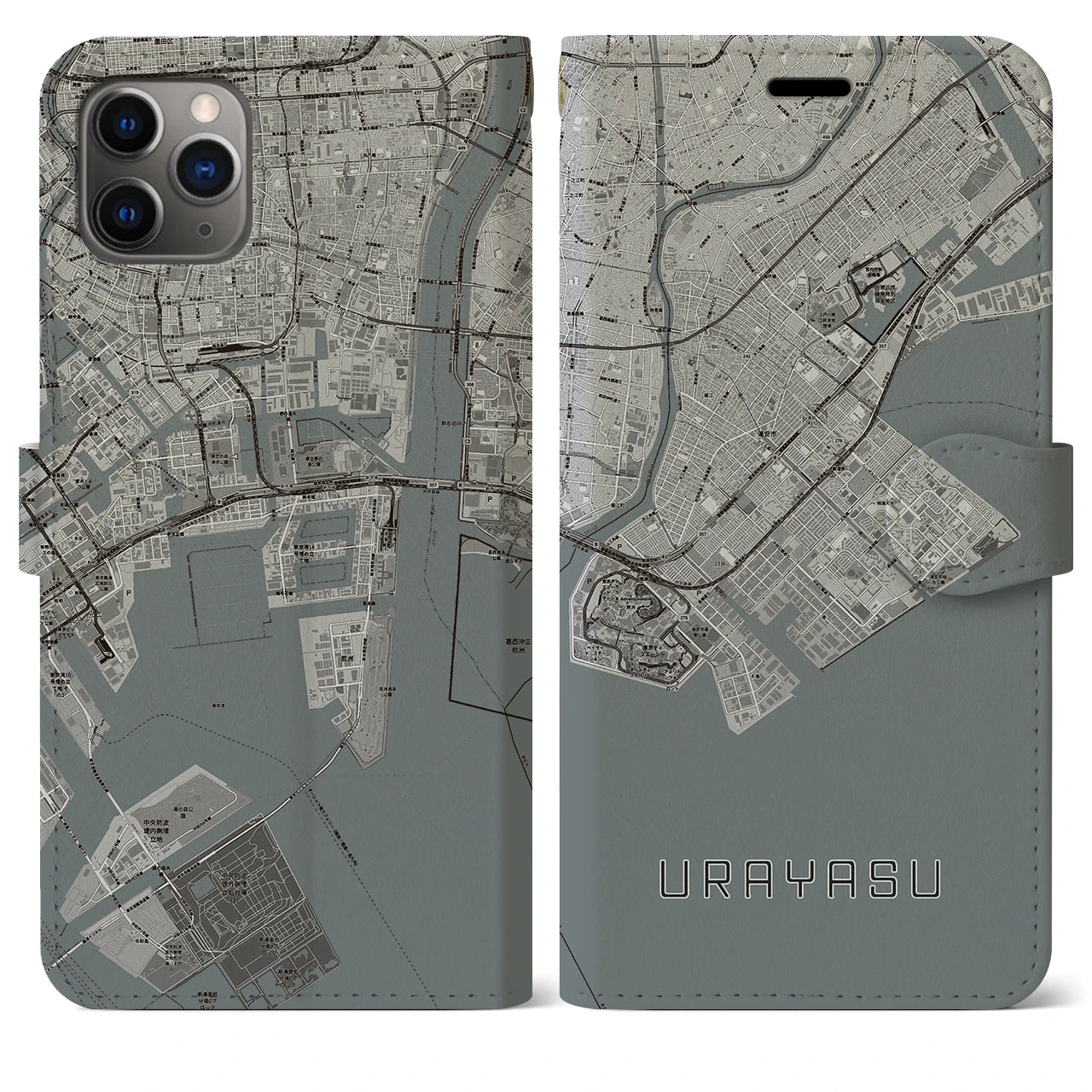 【浦安2(千葉県)】地図柄iPhoneケース(手帳タイプ)