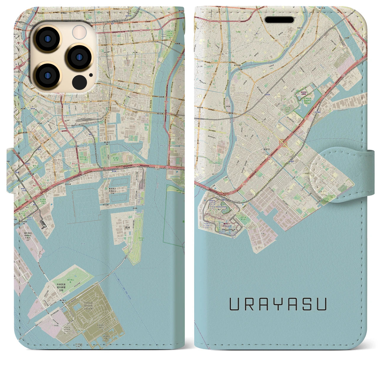 【浦安2(千葉県)】地図柄iPhoneケース(手帳タイプ)