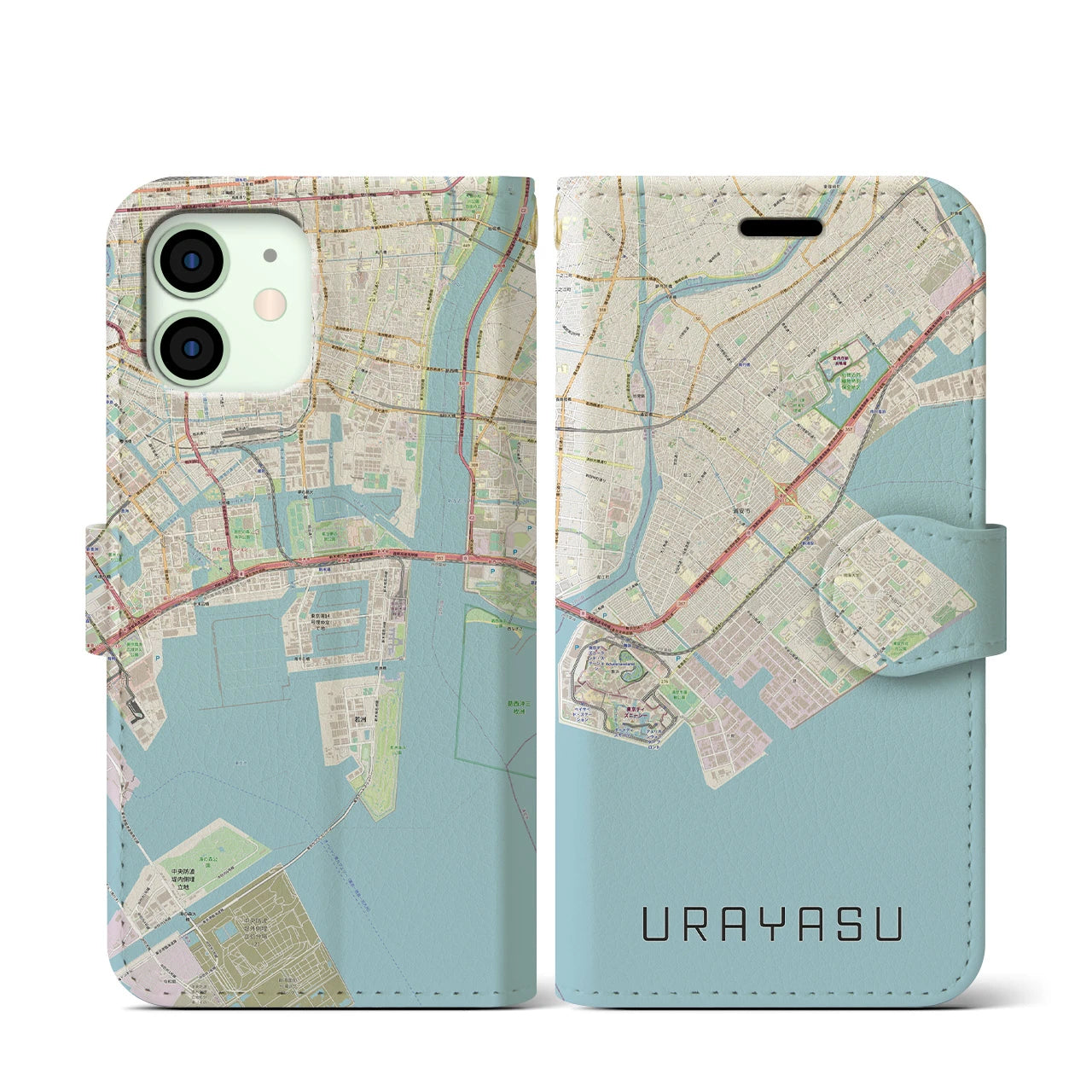 【浦安2(千葉県)】地図柄iPhoneケース(手帳タイプ)