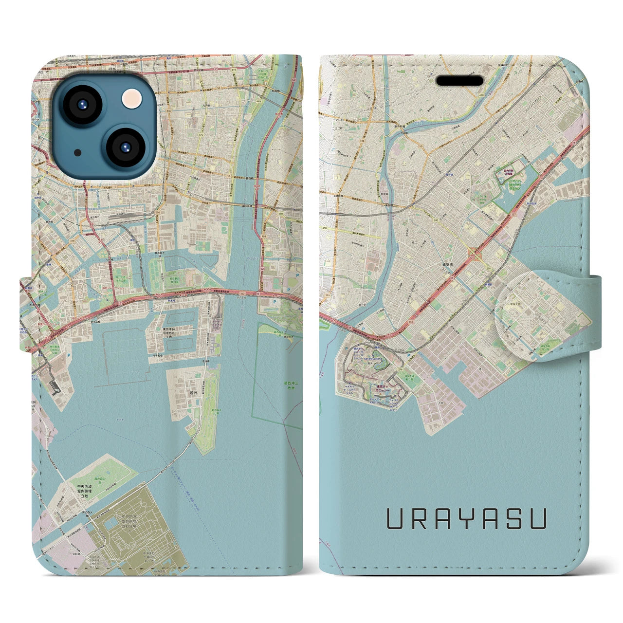 【浦安2(千葉県)】地図柄iPhoneケース(手帳タイプ)