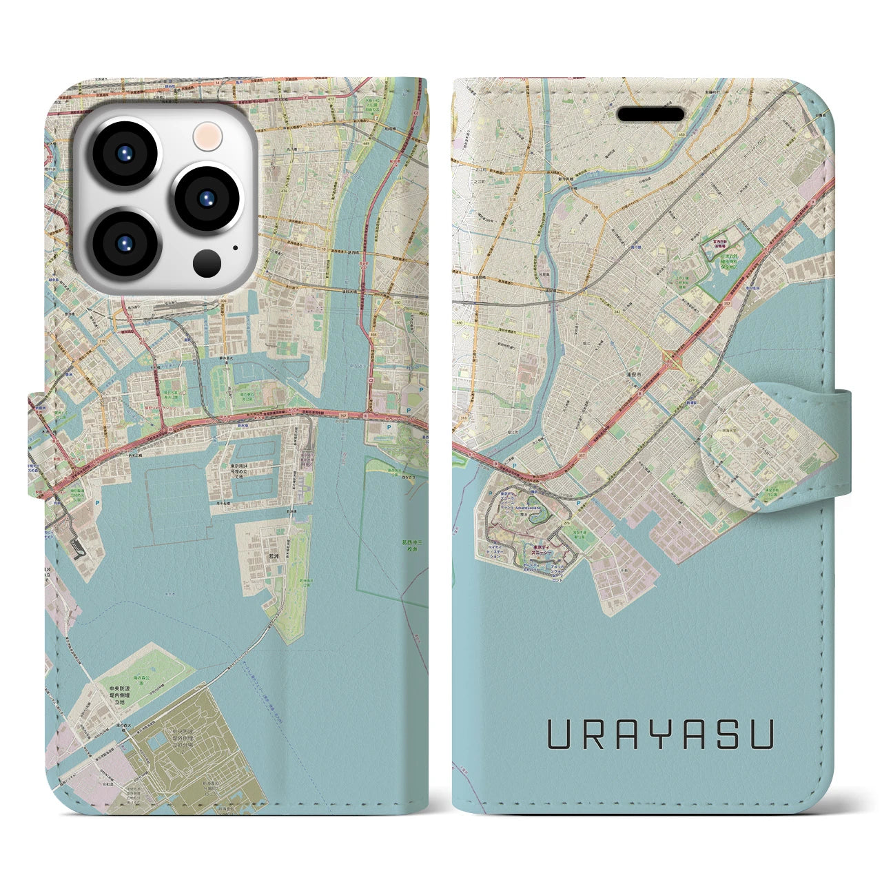 【浦安2(千葉県)】地図柄iPhoneケース(手帳タイプ)