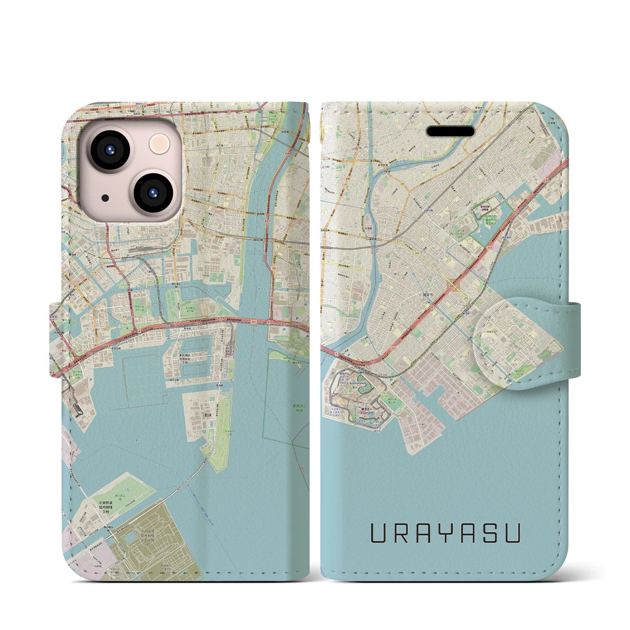 【浦安2(千葉県)】地図柄iPhoneケース(手帳タイプ)