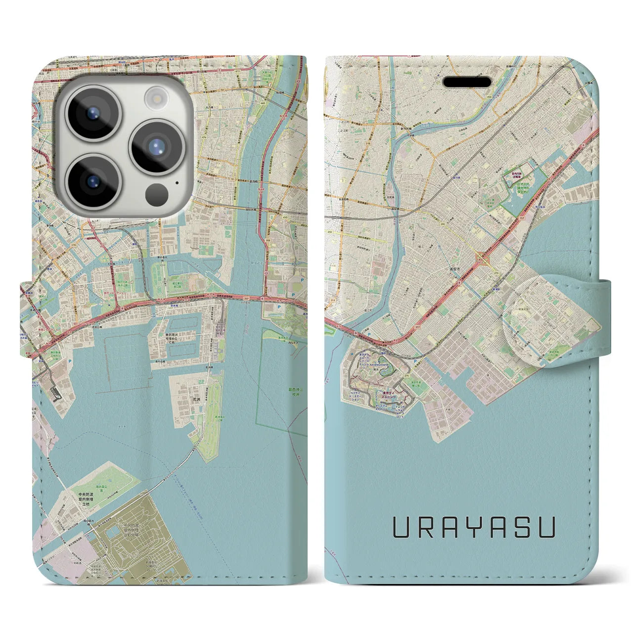 【浦安2(千葉県)】地図柄iPhoneケース(手帳タイプ)