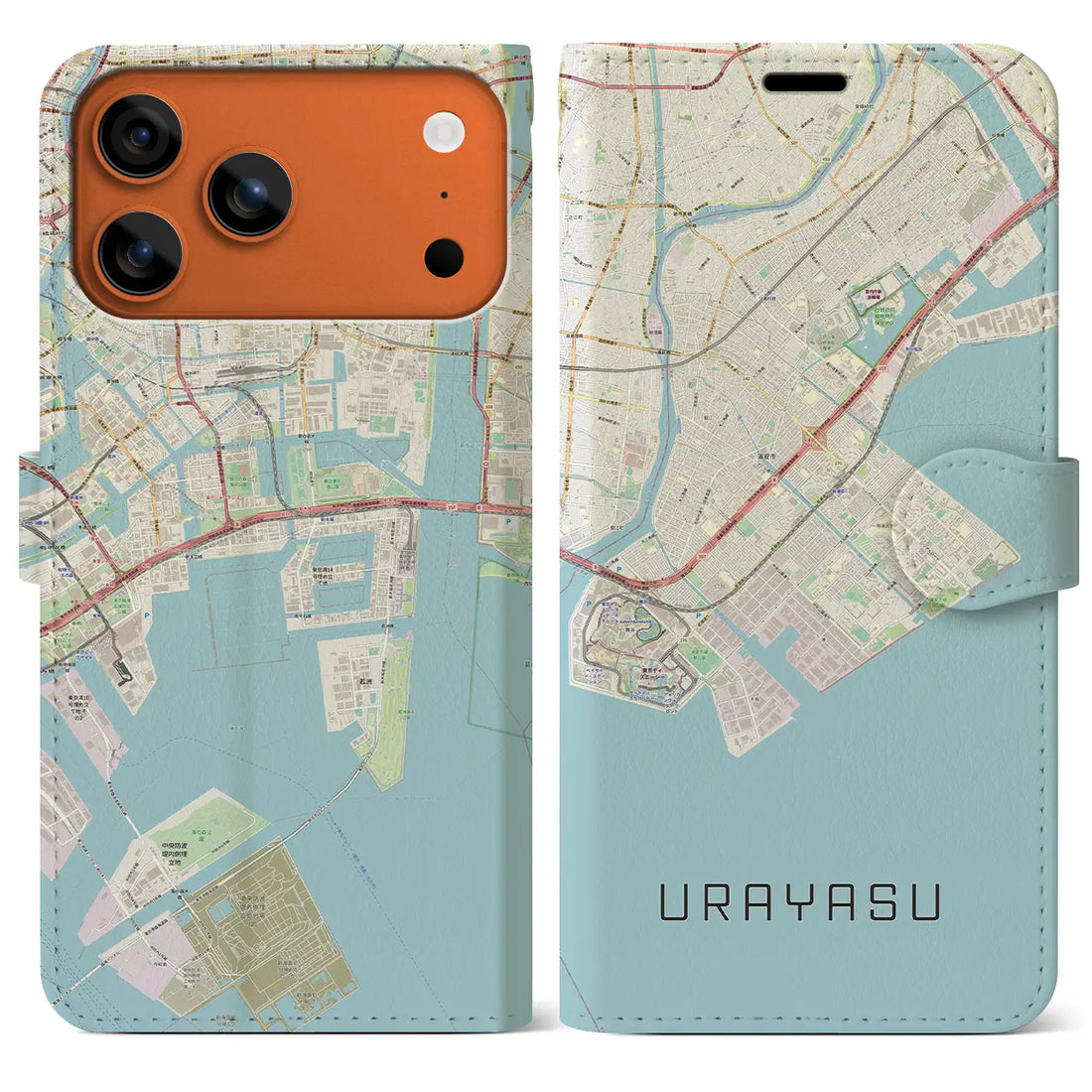 【浦安2(千葉県)】地図柄iPhoneケース(手帳タイプ)ナチュラル・iPhone 17 Pro Max 用