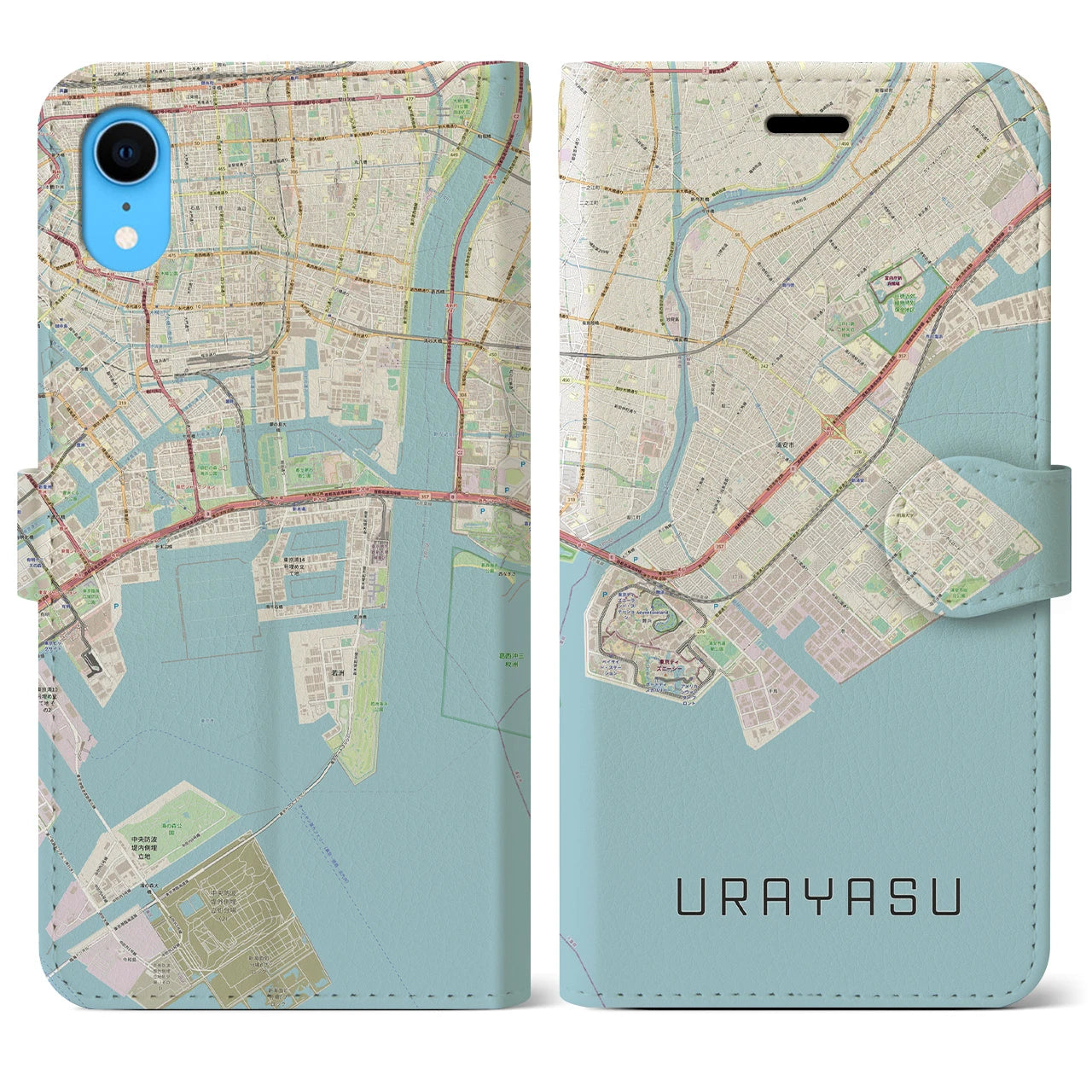 【浦安2(千葉県)】地図柄iPhoneケース(手帳タイプ)ナチュラル・iPhone XR 用