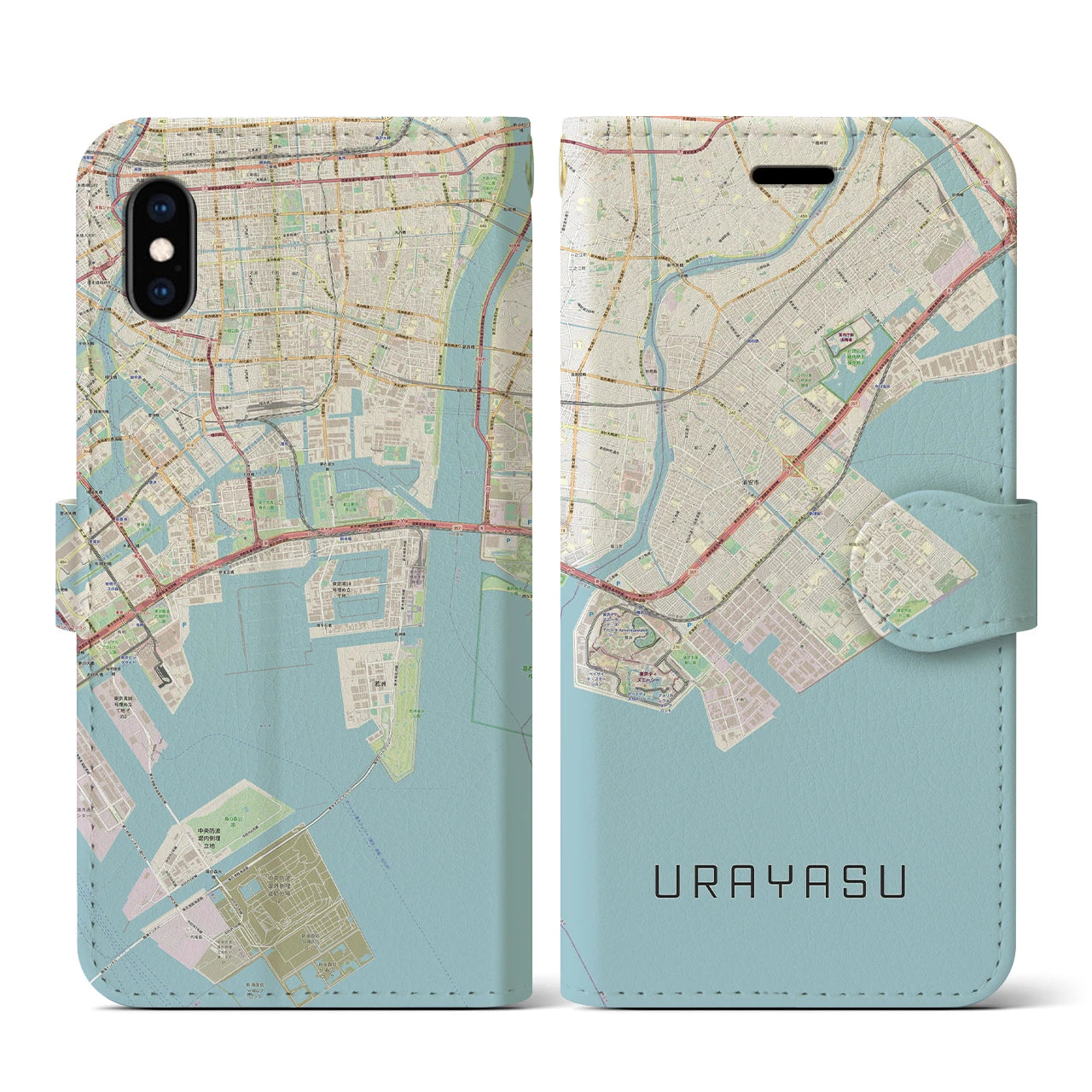 【浦安2(千葉県)】地図柄iPhoneケース(手帳タイプ)ナチュラル・iPhone XS / X 用
